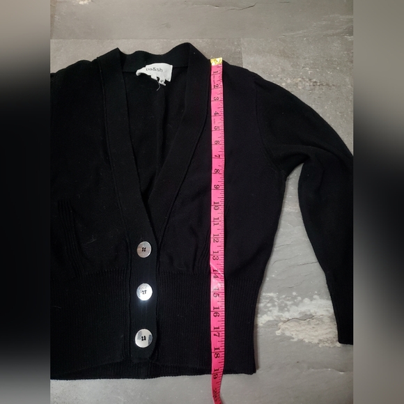 ba&sh "Ameo" Black V-Neck Knit Crop Cardigan. Silver Buttons. 3/4 Sleeves. XS. - Picture 13 of 14